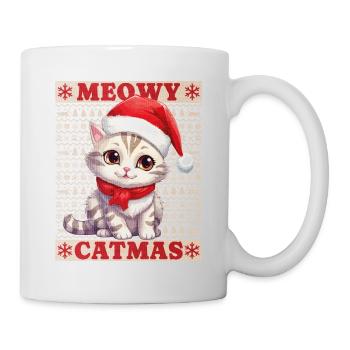 Cat Christmas Merry Meowy Catmas Ugly Cute - Mug - white - Right