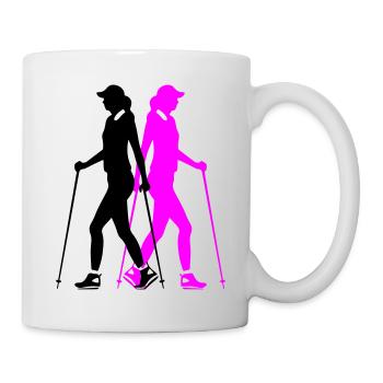 Nordic Walking Woman Silhouette - Mug - white - Right