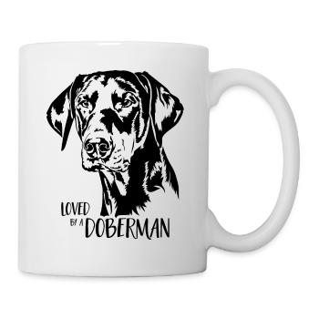 Aimé par un chien Doberman disant Doberman Wilsigns - Mug blanc - blanc - Droite