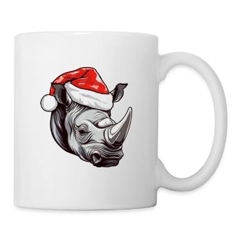 Portrait de Noël tête de rhinocéros - Mug blanc - blanc - Droite