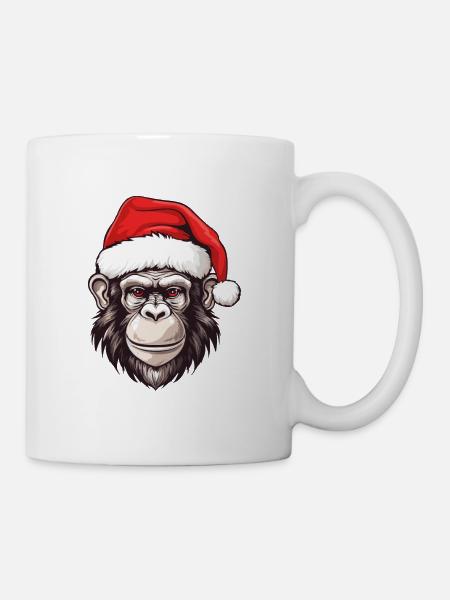 Portrait de Noël tête de singe - Mug blanc - blanc