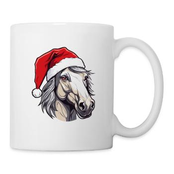 Portrait de Noël tête de cheval - Mug blanc - blanc - Droite