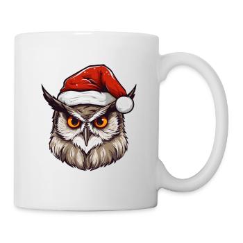 Portrait de Noël tête de hibou - Mug blanc - blanc - Droite