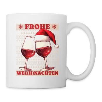Weihnachten Wein Rotwein Glas Wei(h)nachten Lustig - Tasse - Weiß - Rechts