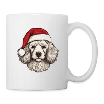 Pudel Hund Kopf Weihnachten Portät - Tasse - Weiß - Rechts