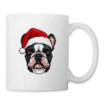 Französische Bulldogge Hund Kopf Weihnachten Portä - Tasse - Weiß - Rechts
