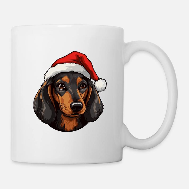 Tête de chien teckel Noël - Mug blanc - blanc
