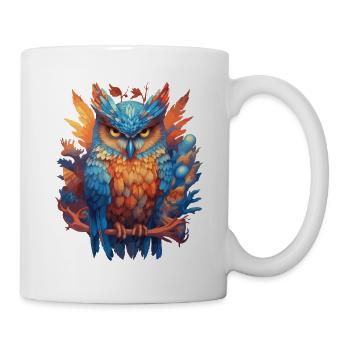Eule Vogel Natur Blumen Mystisch Bunt Kunst Motiv - Tasse - Weiß - Rechts
