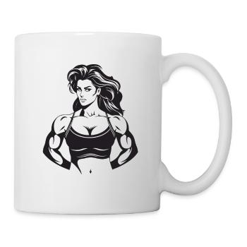 Woman Muscles Bodybuilding Fitness Gym - Mug - white - Right
