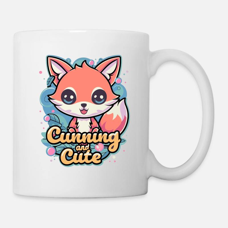 Cunning And Cute - Kawaii Fox - Mug - white