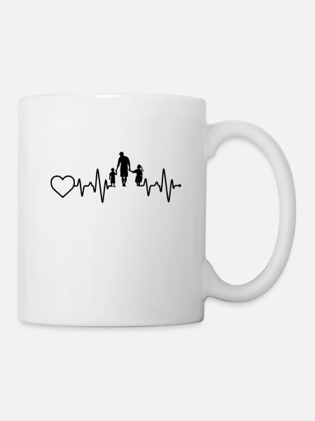 Battements de cœur du père, du fils et de la fille - Mug blanc - blanc