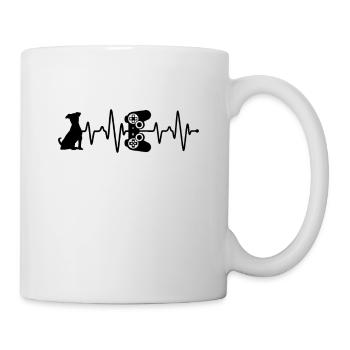 Battement de cœur du joueur et du chien - Mug blanc - blanc - Droite