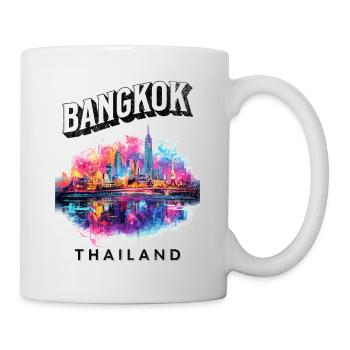 Bangkok, Thailand, Skyline, City, Asia, Neon, Colorful - Mug - white - Right