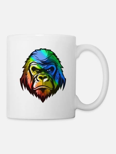 Gorilla Kopf Bunt - Tasse - Weiß
