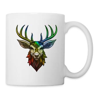 Hirsch Kopf Bunt - Tasse - Weiß - Rechts