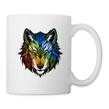 Wolf Kopf Bunt - Tasse - Weiß - Rechts
