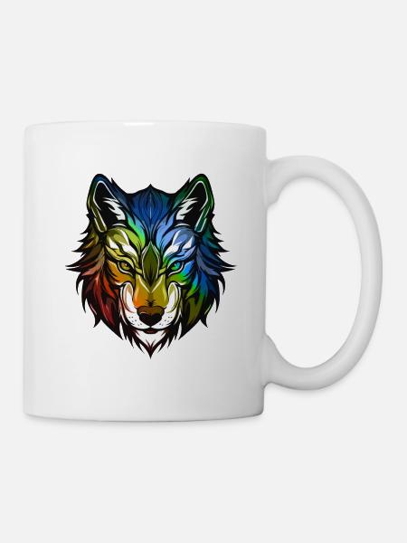Wolf Kopf Bunt - Tasse - Weiß
