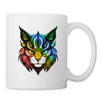 Katze Symbol Kopf Bunt - Tasse - Weiß - Rechts