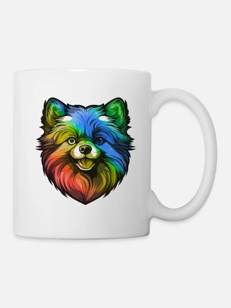 Pomeranian Hund Kopf Bunt - Tasse - Weiß