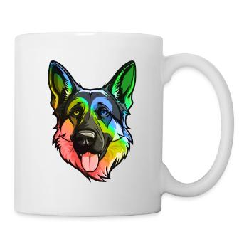 German Shepherd Dog Head Colorful - Mug - white - Right