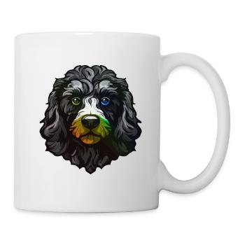 Pudel Hund Kopf Bunt - Tasse - Weiß - Rechts