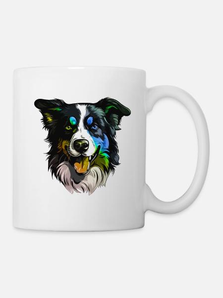Border Collie Dog Head Colorful - Mug - white