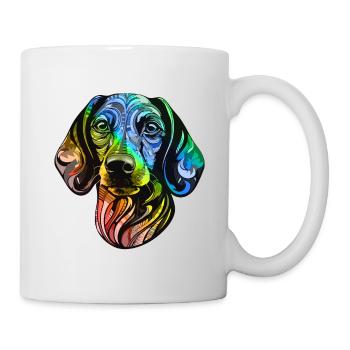 Dachshund Hund Kopf Dackel Bunt - Tasse - Weiß - Rechts