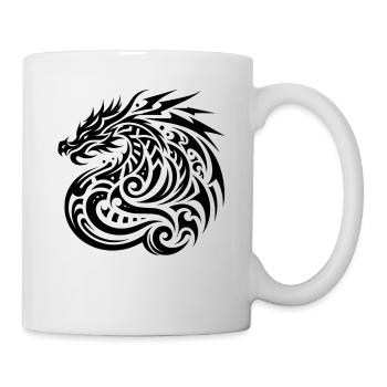 Dragon Tribal Tattoo Einzigartiges Kunstwerk Design - Tasse - Weiß - Rechts