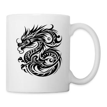 Mystisches Drachen-Stammes-Tattoo-Design - Tasse - Weiß - Rechts