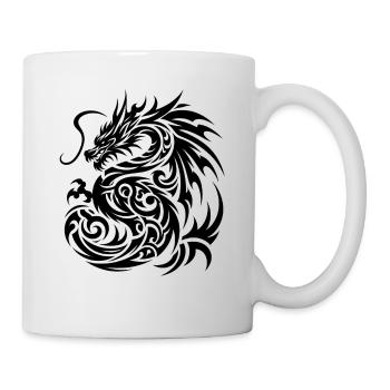 Dragon Tribal Tattoo Artistic Symbol Design - Mug - white - Right