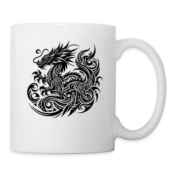 Dragon Tribal Tattoo Kunstvolles Design - Tasse - Weiß - Rechts