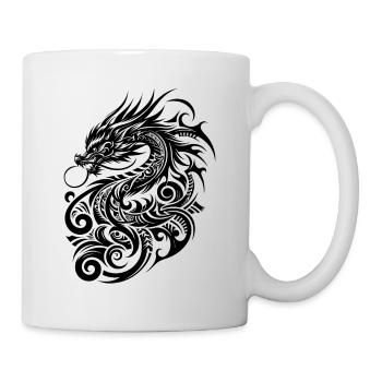 Dragon Tribal Tattoo Kunstvolles Design - Tasse - Weiß - Rechts