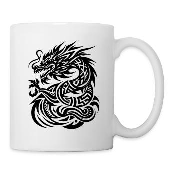 Dragon Tribal Tattoo Kunstvolles Design - Tasse - Weiß - Rechts