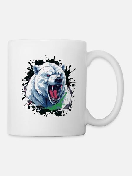 Polar Bär Kopf Porträt Eisbär Motivation Tier - Tasse - Weiß
