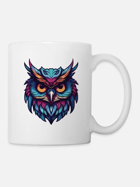 Eule Portrait - Tasse - Weiß