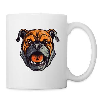 Bulldog Hund Kopf - Tasse - Weiß - Rechts