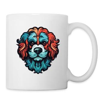 Tête de chien caniche - Mug blanc - blanc - Droite