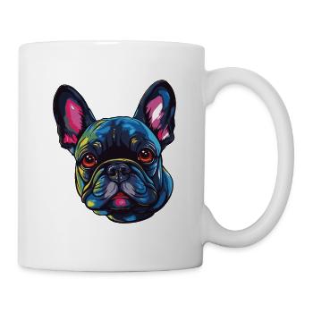 Französische Bulldogge Hund Kopf - Tasse - Weiß - Rechts