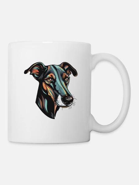 Greyhound Hund Kopf - Tasse - Weiß