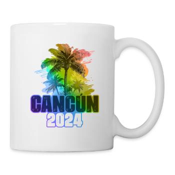 Cancun 2024 Vacances Palmiers Colorés - Mug blanc - blanc - Droite