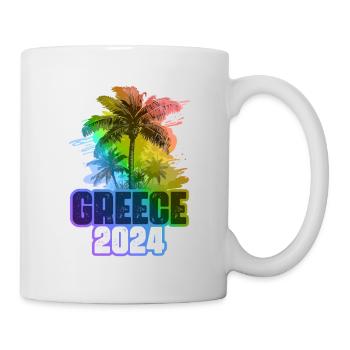 Grèce 2024 Vacances Palmiers Multicolores - Mug blanc - blanc - Droite