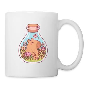 Niedliches Capybara Und Schmetterling In Einer Flasche - Tasse - Weiß - Rechts
