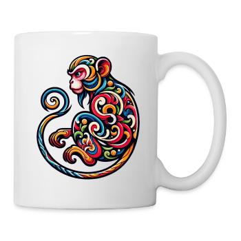 Eleganter Affe Chinesisches Tierkreiszeichen Künstlerisch - Tasse - Weiß - Rechts
