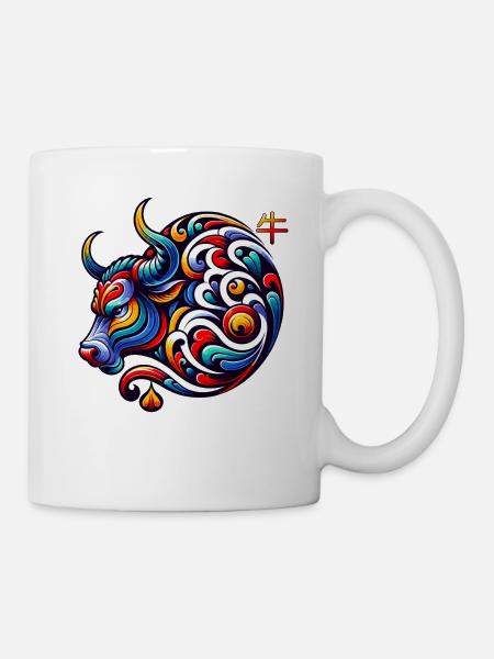 Signe astrologique du zodiaque chinois Buffle Élégant - Mug blanc - blanc