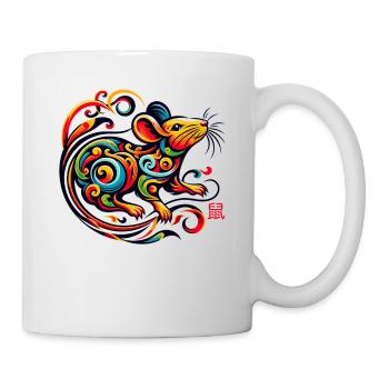 Œuvre d’art élégante de rat du zodiaque chinois pour la maison moderne - Mug blanc - blanc - Droite