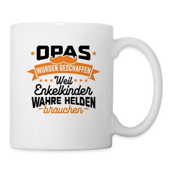 Opas wurden geschaffen weil Enkelkinder wahre Held - Tasse - Weiß - Rechts