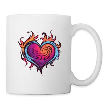 Coeur, Feu, Amour, Flamme - Mug blanc - blanc - Droite