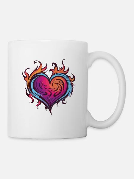 Herz Feuer Liebe Flamme - Tasse - Weiß