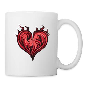 Coeur, Flamme, Feu, Amour - Mug blanc - blanc - Droite