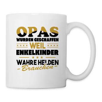 Opas wurden geschaffen weil Enkelkinder wahre Held - Tasse - Weiß - Rechts